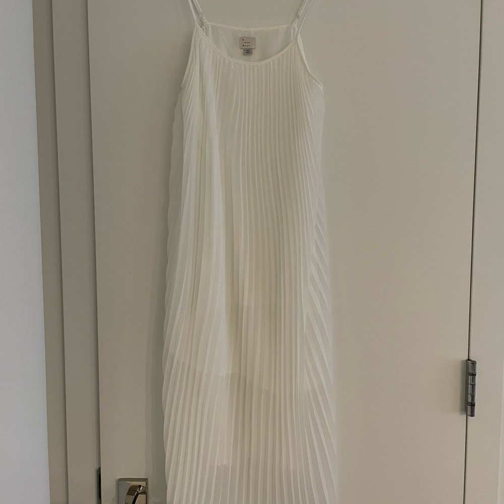 White Pleated Midi Dress